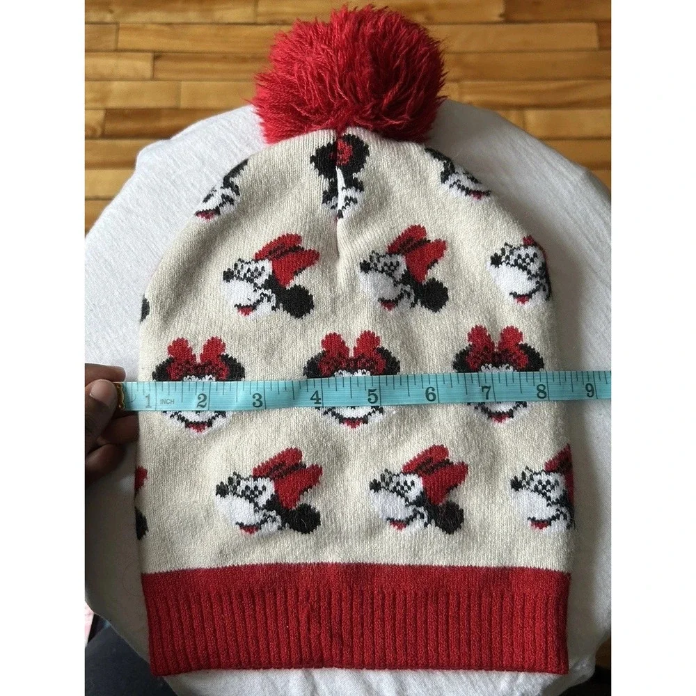Adorable Coquette Cozy Disney Junior Minnie Mouse Cream Warm Fall Stretch Beanie
